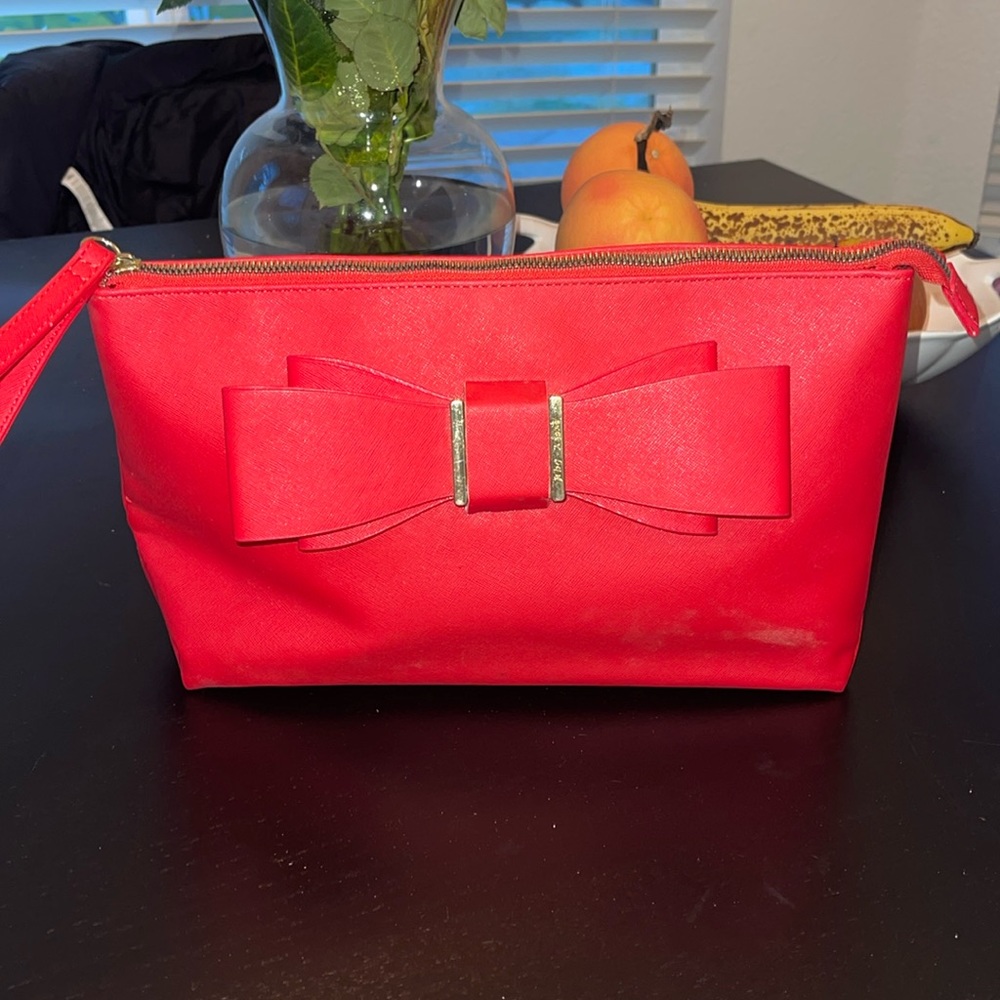 Betsy Johnson red clutch purse with large bow